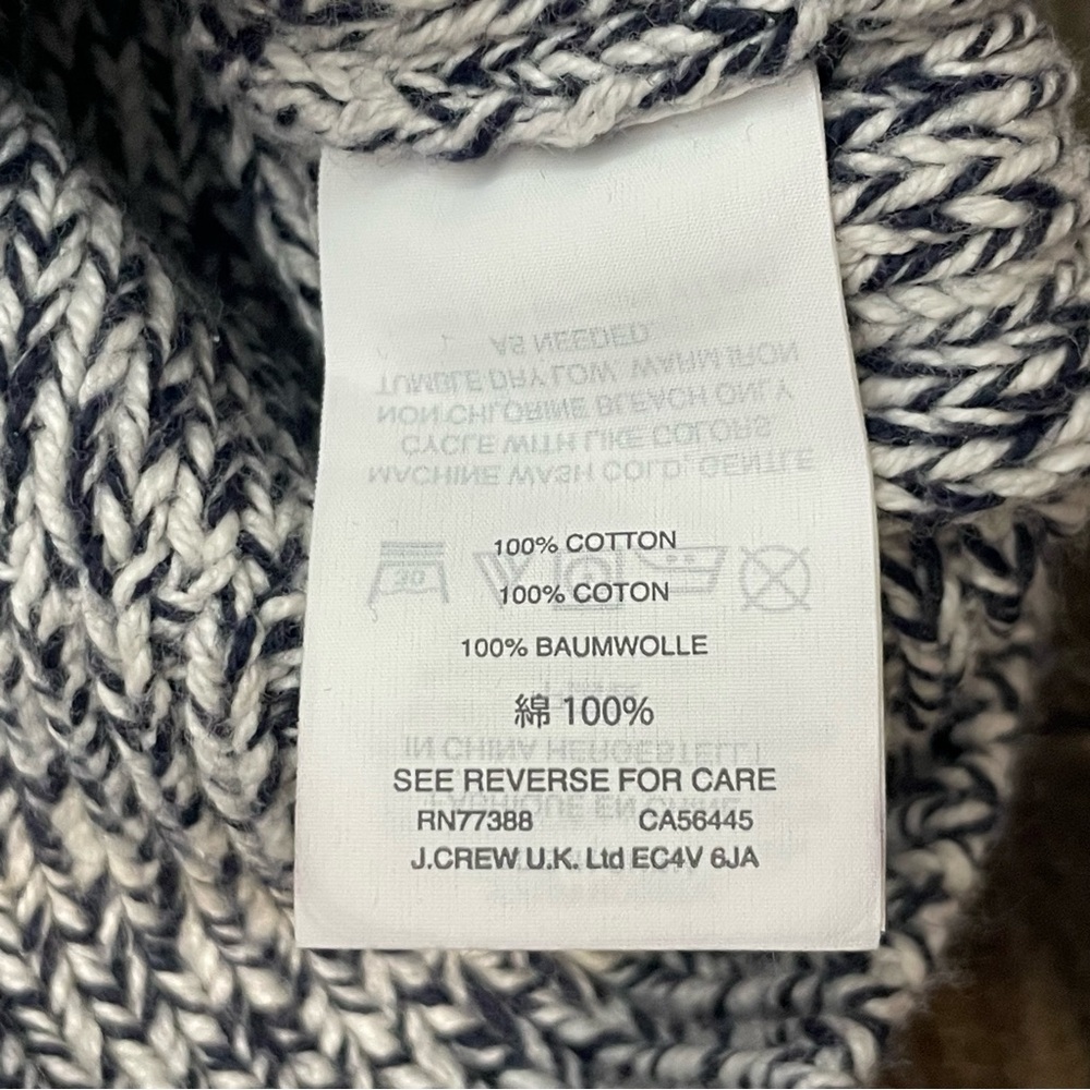 J. Crew Women’s Cable Knit Crewneck Sweater 100% Cotton S Navy Blue Marled - Picture 9 of 10